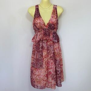 Voyage Los Angeles Dress Pink Paisley “Mediterranean Capri” Dress Sz Sm